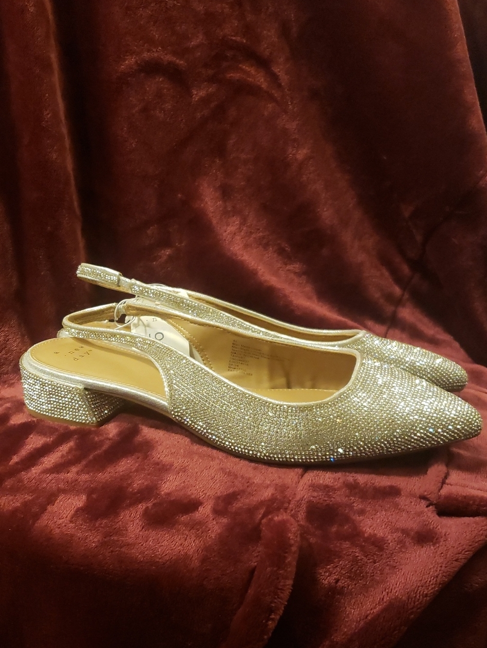 A New Day Silver Rhinestone Slingback Flats - Picture 2 of 3